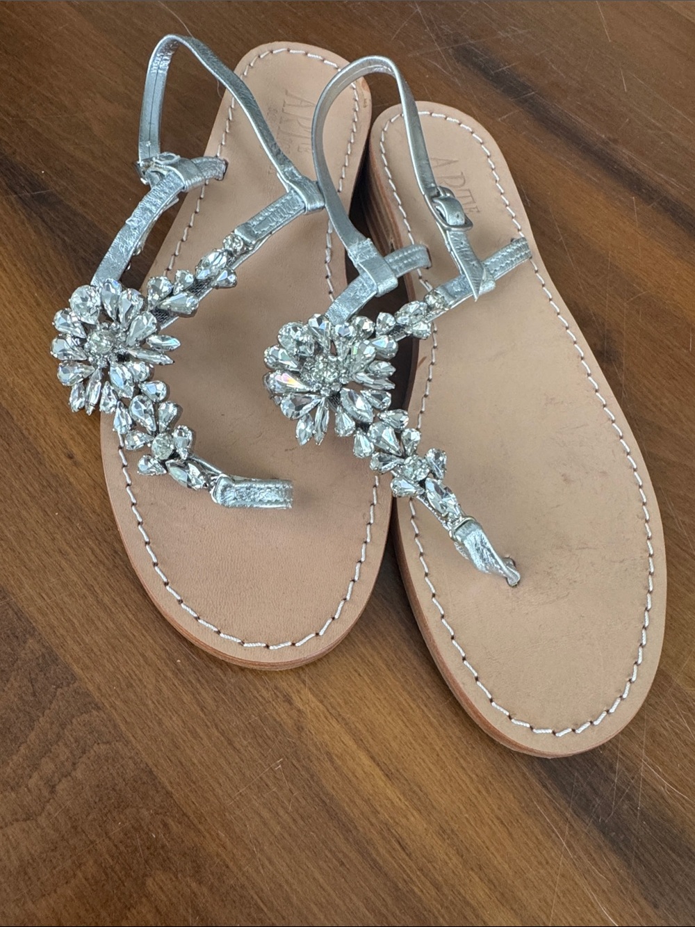 Arte Italiana crystal embellished, thong sandals size 9